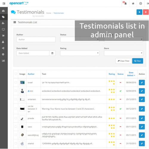 Відгуки про магазин із зображеннями покупця — Testimonial Shop v3.0.0 для Opencart 2.x, 3.x